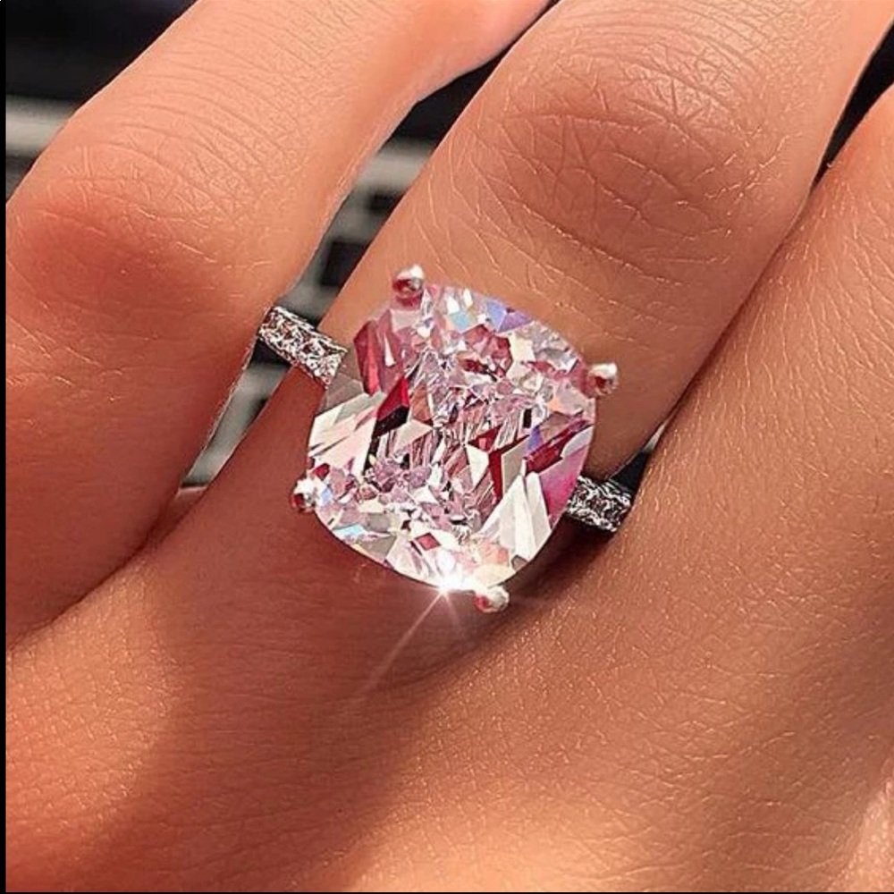 New 925 Silver Classic Square Cut Diamond Ring - Picture 3 of 4